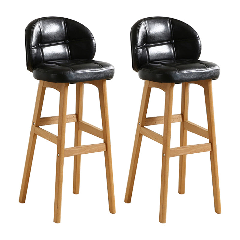 Modern Armless Backrest Counter Stool Wood Cashier Bar Stool with Cushion and Pedal Black Natural 2 Piece Set Clearhalo 'Bar Furniture' 'Bar Stools' 'bar_stools' 'furn' 'furn_bar_stools' 'furniture_bar_stools' 'Kitchen & Dining Furniture' 'kitchen&dining_furn' 'kitchen' 'kitchen_furn' Furniture' 4371881