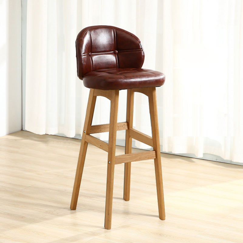 Modern Armless Backrest Counter Stool Wood Cashier Bar Stool with Cushion and Pedal Dark Brown Natural 1 Piece Clearhalo 'Bar Furniture' 'Bar Stools' 'bar_stools' 'furn' 'furn_bar_stools' 'furniture_bar_stools' 'Kitchen & Dining Furniture' 'kitchen&dining_furn' 'kitchen' 'kitchen_furn' Furniture' 4371883