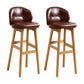 Modern Armless Backrest Counter Stool Wood Cashier Bar Stool with Cushion and Pedal Dark Brown Natural 2 Piece Set Clearhalo 'Bar Furniture' 'Bar Stools' 'bar_stools' 'furn' 'furn_bar_stools' 'furniture_bar_stools' 'Kitchen & Dining Furniture' 'kitchen&dining_furn' 'kitchen' 'kitchen_furn' Furniture' 4371884
