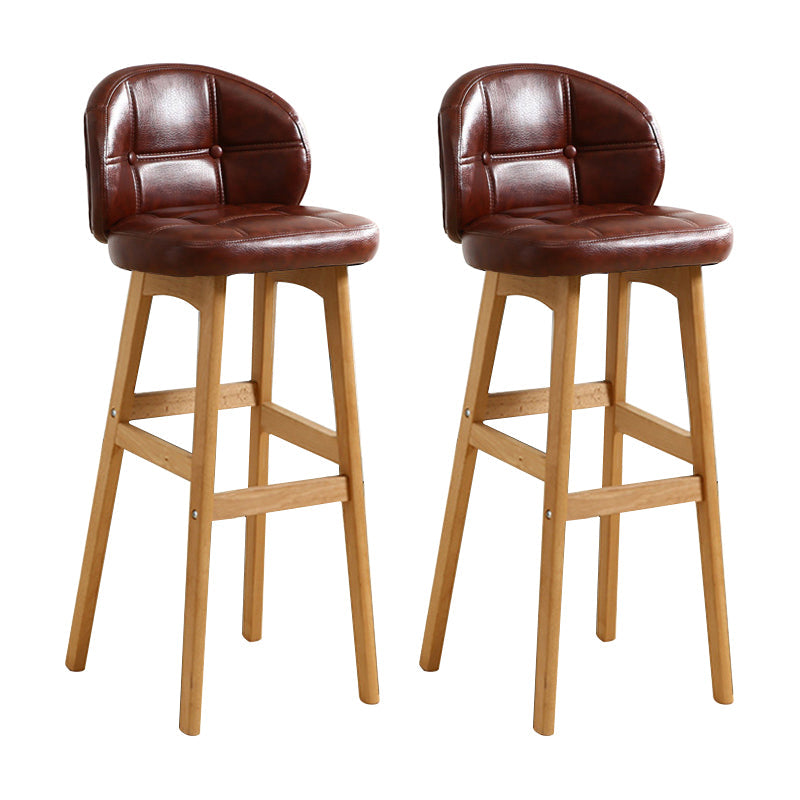Modern Armless Backrest Counter Stool Wood Cashier Bar Stool with Cushion and Pedal Dark Brown Natural 2 Piece Set Clearhalo 'Bar Furniture' 'Bar Stools' 'bar_stools' 'furn' 'furn_bar_stools' 'furniture_bar_stools' 'Kitchen & Dining Furniture' 'kitchen&dining_furn' 'kitchen' 'kitchen_furn' Furniture' 4371884