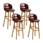 Modern Armless Backrest Counter Stool Wood Cashier Bar Stool with Cushion and Pedal Dark Brown Natural 4 Piece Set Clearhalo 'Bar Furniture' 'Bar Stools' 'bar_stools' 'furn' 'furn_bar_stools' 'furniture_bar_stools' 'Kitchen & Dining Furniture' 'kitchen&dining_furn' 'kitchen' 'kitchen_furn' Furniture' 4371885