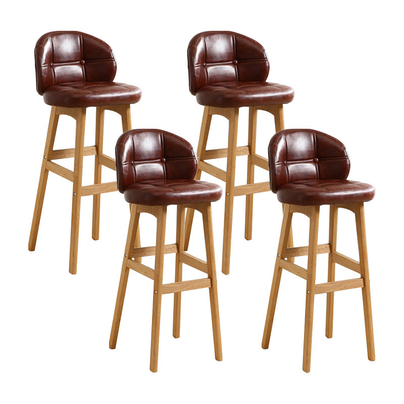 Modern Armless Backrest Counter Stool Wood Cashier Bar Stool with Cushion and Pedal Dark Brown Natural 4 Piece Set Clearhalo 'Bar Furniture' 'Bar Stools' 'bar_stools' 'furn' 'furn_bar_stools' 'furniture_bar_stools' 'Kitchen & Dining Furniture' 'kitchen&dining_furn' 'kitchen' 'kitchen_furn' Furniture' 4371885