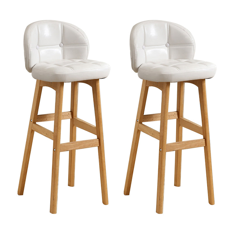 Modern Armless Backrest Counter Stool Wood Cashier Bar Stool with Cushion and Pedal White Natural 2 Piece Set Clearhalo 'Bar Furniture' 'Bar Stools' 'bar_stools' 'furn' 'furn_bar_stools' 'furniture_bar_stools' 'Kitchen & Dining Furniture' 'kitchen&dining_furn' 'kitchen' 'kitchen_furn' Furniture' 4371887