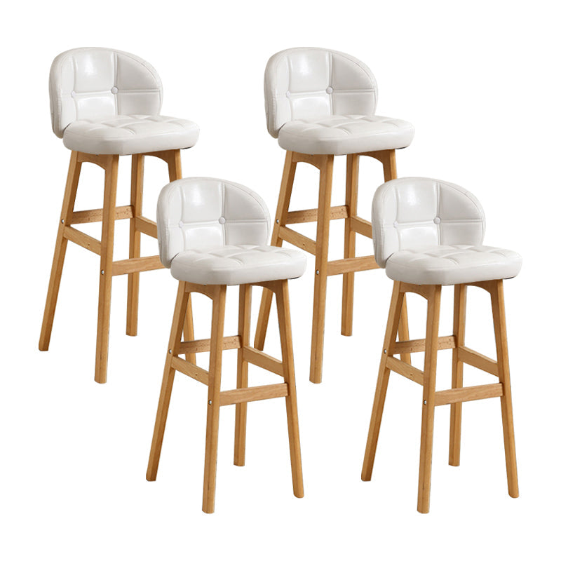 Modern Armless Backrest Counter Stool Wood Cashier Bar Stool with Cushion and Pedal White Natural 4 Piece Set Clearhalo 'Bar Furniture' 'Bar Stools' 'bar_stools' 'furn' 'furn_bar_stools' 'furniture_bar_stools' 'Kitchen & Dining Furniture' 'kitchen&dining_furn' 'kitchen' 'kitchen_furn' Furniture' 4371888