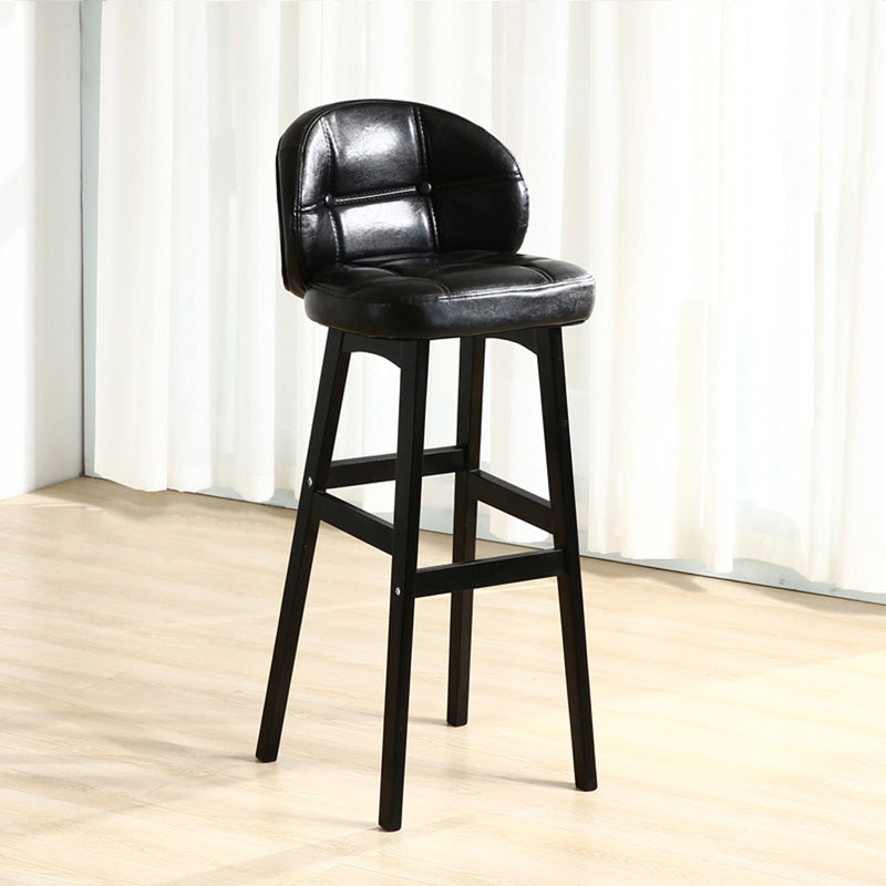 Modern Armless Backrest Counter Stool Wood Cashier Bar Stool with Cushion and Pedal Black Black 1 Piece Clearhalo 'Bar Furniture' 'Bar Stools' 'bar_stools' 'furn' 'furn_bar_stools' 'furniture_bar_stools' 'Kitchen & Dining Furniture' 'kitchen&dining_furn' 'kitchen' 'kitchen_furn' Furniture' 4371889