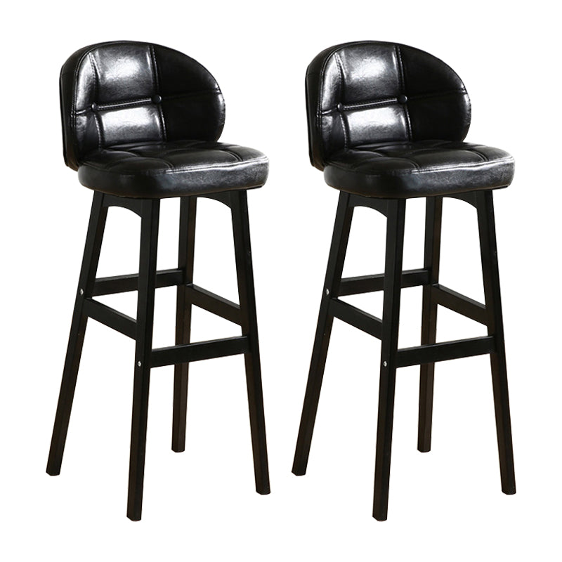 Modern Armless Backrest Counter Stool Wood Cashier Bar Stool with Cushion and Pedal Black Black 2 Piece Set Clearhalo 'Bar Furniture' 'Bar Stools' 'bar_stools' 'furn' 'furn_bar_stools' 'furniture_bar_stools' 'Kitchen & Dining Furniture' 'kitchen&dining_furn' 'kitchen' 'kitchen_furn' Furniture' 4371890