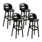 Modern Armless Backrest Counter Stool Wood Cashier Bar Stool with Cushion and Pedal Black Black 4 Piece Set Clearhalo 'Bar Furniture' 'Bar Stools' 'bar_stools' 'furn' 'furn_bar_stools' 'furniture_bar_stools' 'Kitchen & Dining Furniture' 'kitchen&dining_furn' 'kitchen' 'kitchen_furn' Furniture' 4371891