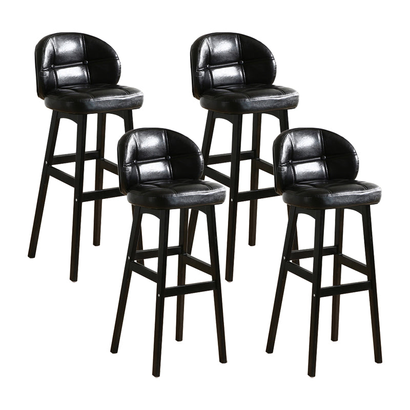 Modern Armless Backrest Counter Stool Wood Cashier Bar Stool with Cushion and Pedal Black Black 4 Piece Set Clearhalo 'Bar Furniture' 'Bar Stools' 'bar_stools' 'furn' 'furn_bar_stools' 'furniture_bar_stools' 'Kitchen & Dining Furniture' 'kitchen&dining_furn' 'kitchen' 'kitchen_furn' Furniture' 4371891