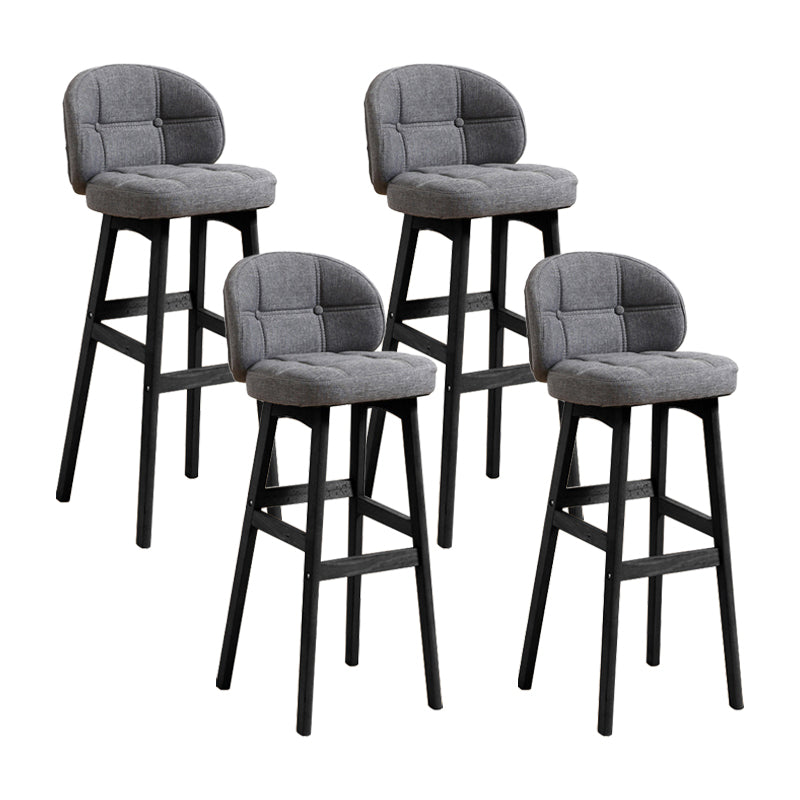 Modern Armless Backrest Counter Stool Wood Cashier Bar Stool with Cushion and Pedal Light Gray Black 4 Piece Set Clearhalo 'Bar Furniture' 'Bar Stools' 'bar_stools' 'furn' 'furn_bar_stools' 'furniture_bar_stools' 'Kitchen & Dining Furniture' 'kitchen&dining_furn' 'kitchen' 'kitchen_furn' Furniture' 4371894