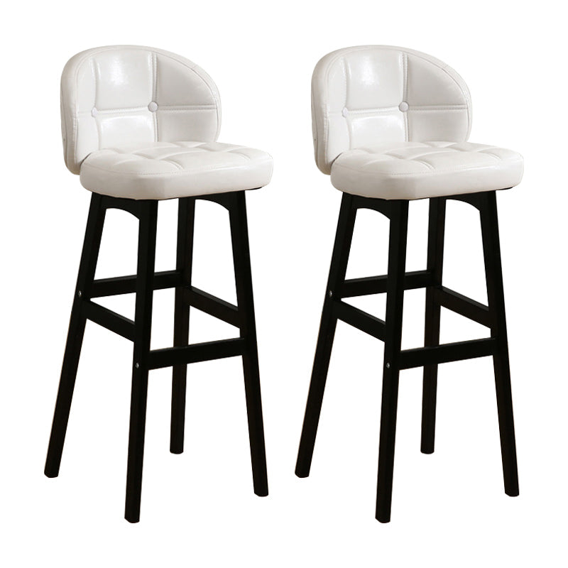 Modern Armless Backrest Counter Stool Wood Cashier Bar Stool with Cushion and Pedal White Black 2 Piece Set Clearhalo 'Bar Furniture' 'Bar Stools' 'bar_stools' 'furn' 'furn_bar_stools' 'furniture_bar_stools' 'Kitchen & Dining Furniture' 'kitchen&dining_furn' 'kitchen' 'kitchen_furn' Furniture' 4371896