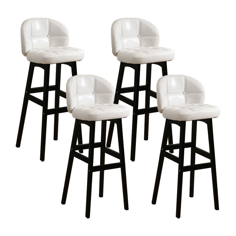 Modern Armless Backrest Counter Stool Wood Cashier Bar Stool with Cushion and Pedal White Black 4 Piece Set Clearhalo 'Bar Furniture' 'Bar Stools' 'bar_stools' 'furn' 'furn_bar_stools' 'furniture_bar_stools' 'Kitchen & Dining Furniture' 'kitchen&dining_furn' 'kitchen' 'kitchen_furn' Furniture' 4371897