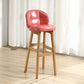 Modern Armless Backrest Counter Stool Wood Cashier Bar Stool with Cushion and Pedal Rose Bloom Natural 1 Piece Clearhalo 'Bar Furniture' 'Bar Stools' 'bar_stools' 'furn' 'furn_bar_stools' 'furniture_bar_stools' 'Kitchen & Dining Furniture' 'kitchen&dining_furn' 'kitchen' 'kitchen_furn' Furniture' 4371901