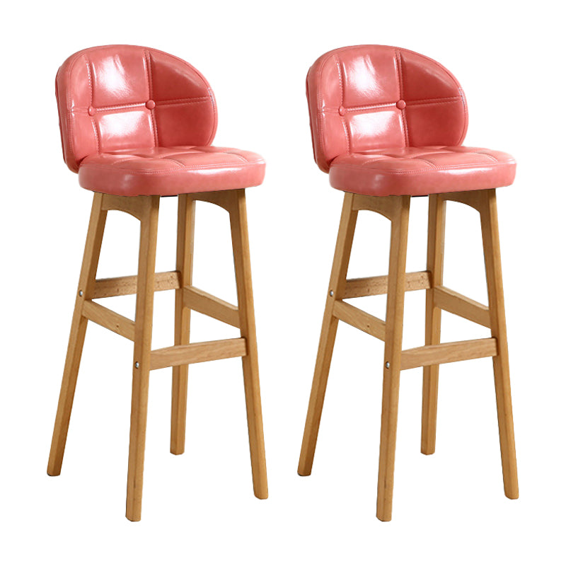 Modern Armless Backrest Counter Stool Wood Cashier Bar Stool with Cushion and Pedal Rose Bloom Natural 2 Piece Set Clearhalo 'Bar Furniture' 'Bar Stools' 'bar_stools' 'furn' 'furn_bar_stools' 'furniture_bar_stools' 'Kitchen & Dining Furniture' 'kitchen&dining_furn' 'kitchen' 'kitchen_furn' Furniture' 4371902