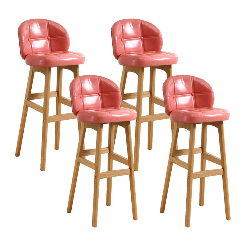 Modern Armless Backrest Counter Stool Wood Cashier Bar Stool with Cushion and Pedal Rose Bloom Natural 4 Piece Set Clearhalo 'Bar Furniture' 'Bar Stools' 'bar_stools' 'furn' 'furn_bar_stools' 'furniture_bar_stools' 'Kitchen & Dining Furniture' 'kitchen&dining_furn' 'kitchen' 'kitchen_furn' Furniture' 4371903