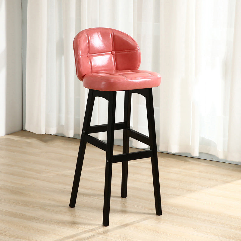 Modern Armless Backrest Counter Stool Wood Cashier Bar Stool with Cushion and Pedal Rose Bloom Black 1 Piece Clearhalo 'Bar Furniture' 'Bar Stools' 'bar_stools' 'furn' 'furn_bar_stools' 'furniture_bar_stools' 'Kitchen & Dining Furniture' 'kitchen&dining_furn' 'kitchen' 'kitchen_furn' Furniture' 4371904