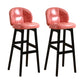 Modern Armless Backrest Counter Stool Wood Cashier Bar Stool with Cushion and Pedal Rose Bloom Black 2 Piece Set Clearhalo 'Bar Furniture' 'Bar Stools' 'bar_stools' 'furn' 'furn_bar_stools' 'furniture_bar_stools' 'Kitchen & Dining Furniture' 'kitchen&dining_furn' 'kitchen' 'kitchen_furn' Furniture' 4371905