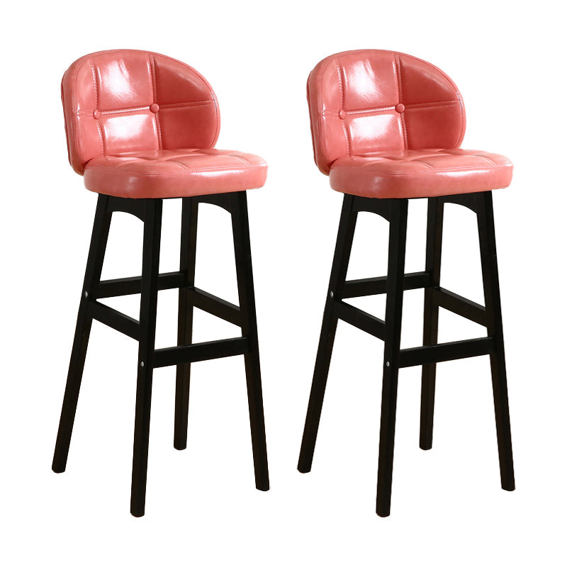 Modern Armless Backrest Counter Stool Wood Cashier Bar Stool with Cushion and Pedal Rose Bloom Black 2 Piece Set Clearhalo 'Bar Furniture' 'Bar Stools' 'bar_stools' 'furn' 'furn_bar_stools' 'furniture_bar_stools' 'Kitchen & Dining Furniture' 'kitchen&dining_furn' 'kitchen' 'kitchen_furn' Furniture' 4371905