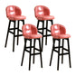 Modern Armless Backrest Counter Stool Wood Cashier Bar Stool with Cushion and Pedal Rose Bloom Black 4 Piece Set Clearhalo 'Bar Furniture' 'Bar Stools' 'bar_stools' 'furn' 'furn_bar_stools' 'furniture_bar_stools' 'Kitchen & Dining Furniture' 'kitchen&dining_furn' 'kitchen' 'kitchen_furn' Furniture' 4371906