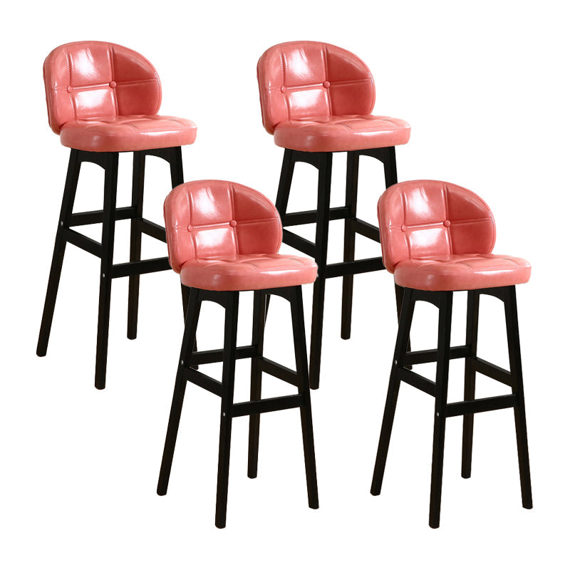 Modern Armless Backrest Counter Stool Wood Cashier Bar Stool with Cushion and Pedal Rose Bloom Black 4 Piece Set Clearhalo 'Bar Furniture' 'Bar Stools' 'bar_stools' 'furn' 'furn_bar_stools' 'furniture_bar_stools' 'Kitchen & Dining Furniture' 'kitchen&dining_furn' 'kitchen' 'kitchen_furn' Furniture' 4371906