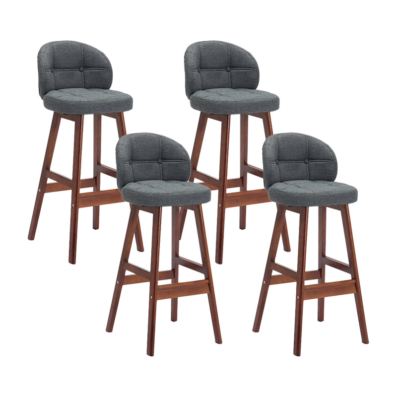 Modern Armless Backrest Counter Stool Wood Cashier Bar Stool with Cushion and Pedal Light Gray Brown 4 Piece Set Clearhalo 'Bar Furniture' 'Bar Stools' 'bar_stools' 'furn' 'furn_bar_stools' 'furniture_bar_stools' 'Kitchen & Dining Furniture' 'kitchen&dining_furn' 'kitchen' 'kitchen_furn' Furniture' 4371909