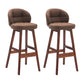 Modern Armless Backrest Counter Stool Wood Cashier Bar Stool with Cushion and Pedal Coffee Brown 2 Piece Set Clearhalo 'Bar Furniture' 'Bar Stools' 'bar_stools' 'furn' 'furn_bar_stools' 'furniture_bar_stools' 'Kitchen & Dining Furniture' 'kitchen&dining_furn' 'kitchen' 'kitchen_furn' Furniture' 4371911