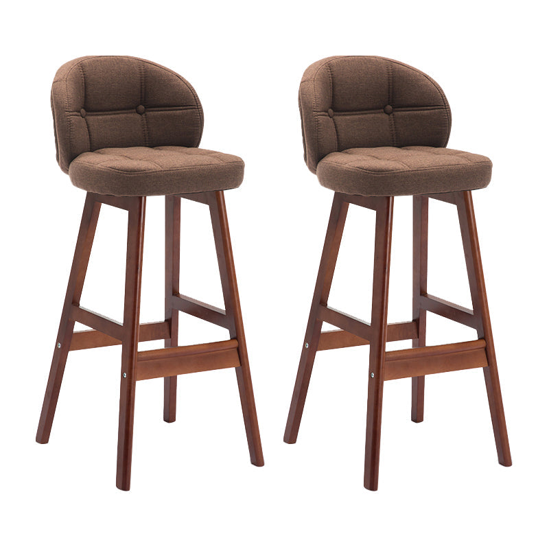 Modern Armless Backrest Counter Stool Wood Cashier Bar Stool with Cushion and Pedal Coffee Brown 2 Piece Set Clearhalo 'Bar Furniture' 'Bar Stools' 'bar_stools' 'furn' 'furn_bar_stools' 'furniture_bar_stools' 'Kitchen & Dining Furniture' 'kitchen&dining_furn' 'kitchen' 'kitchen_furn' Furniture' 4371911