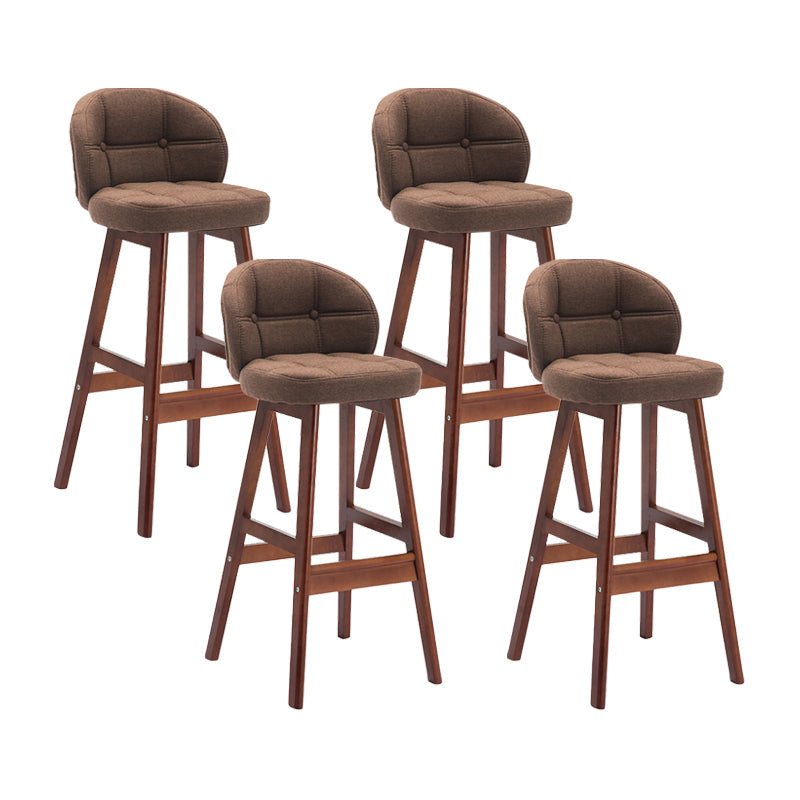 Modern Armless Backrest Counter Stool Wood Cashier Bar Stool with Cushion and Pedal Coffee Brown 4 Piece Set Clearhalo 'Bar Furniture' 'Bar Stools' 'bar_stools' 'furn' 'furn_bar_stools' 'furniture_bar_stools' 'Kitchen & Dining Furniture' 'kitchen&dining_furn' 'kitchen' 'kitchen_furn' Furniture' 4371912