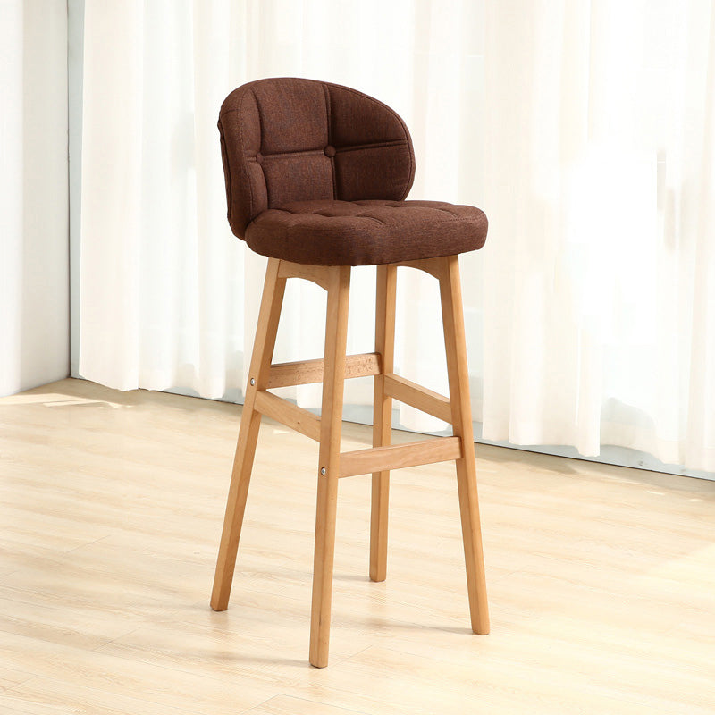 Modern Armless Backrest Counter Stool Wood Cashier Bar Stool with Cushion and Pedal Coffee Natural 1 Piece Clearhalo 'Bar Furniture' 'Bar Stools' 'bar_stools' 'furn' 'furn_bar_stools' 'furniture_bar_stools' 'Kitchen & Dining Furniture' 'kitchen&dining_furn' 'kitchen' 'kitchen_furn' Furniture' 4371913