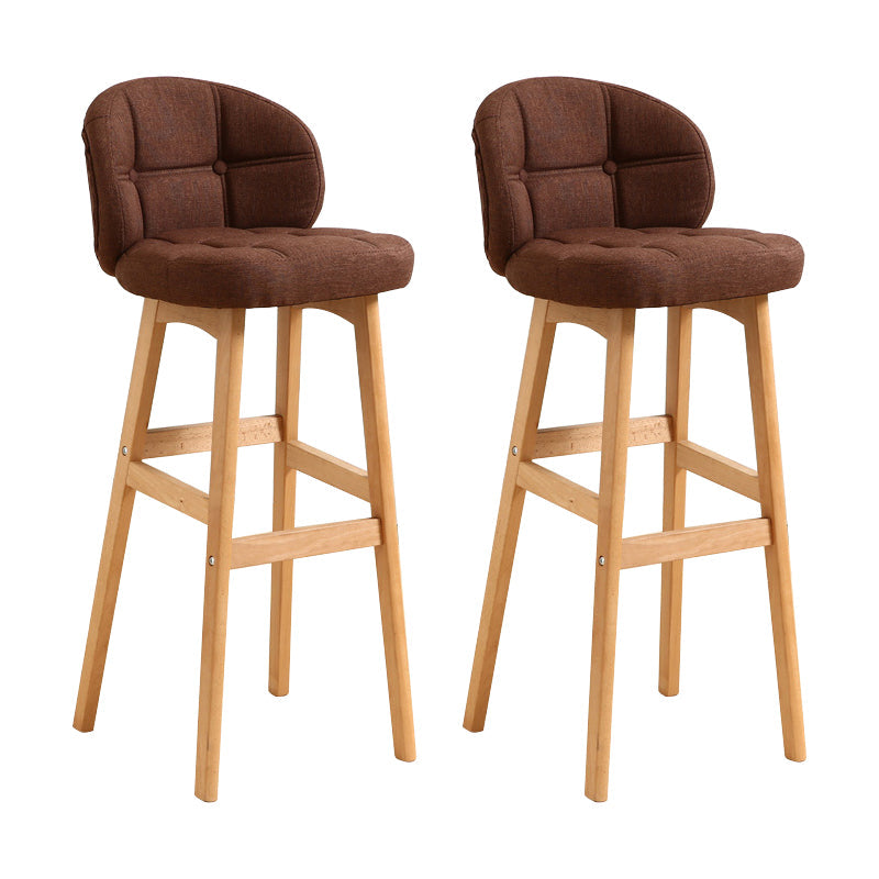 Modern Armless Backrest Counter Stool Wood Cashier Bar Stool with Cushion and Pedal Coffee Natural 2 Piece Set Clearhalo 'Bar Furniture' 'Bar Stools' 'bar_stools' 'furn' 'furn_bar_stools' 'furniture_bar_stools' 'Kitchen & Dining Furniture' 'kitchen&dining_furn' 'kitchen' 'kitchen_furn' Furniture' 4371914