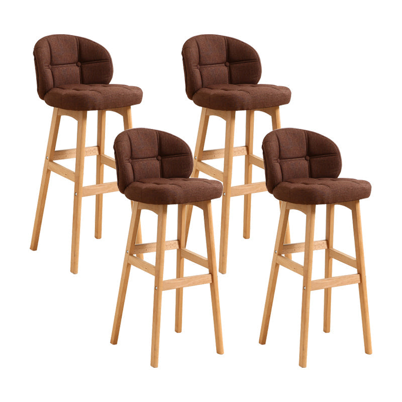 Modern Armless Backrest Counter Stool Wood Cashier Bar Stool with Cushion and Pedal Coffee Natural 4 Piece Set Clearhalo 'Bar Furniture' 'Bar Stools' 'bar_stools' 'furn' 'furn_bar_stools' 'furniture_bar_stools' 'Kitchen & Dining Furniture' 'kitchen&dining_furn' 'kitchen' 'kitchen_furn' Furniture' 4371915