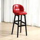 Modern Armless Backrest Counter Stool Wood Cashier Bar Stool with Cushion and Pedal Red Black 1 Piece Clearhalo 'Bar Furniture' 'Bar Stools' 'bar_stools' 'furn' 'furn_bar_stools' 'furniture_bar_stools' 'Kitchen & Dining Furniture' 'kitchen&dining_furn' 'kitchen' 'kitchen_furn' Furniture' 4371916