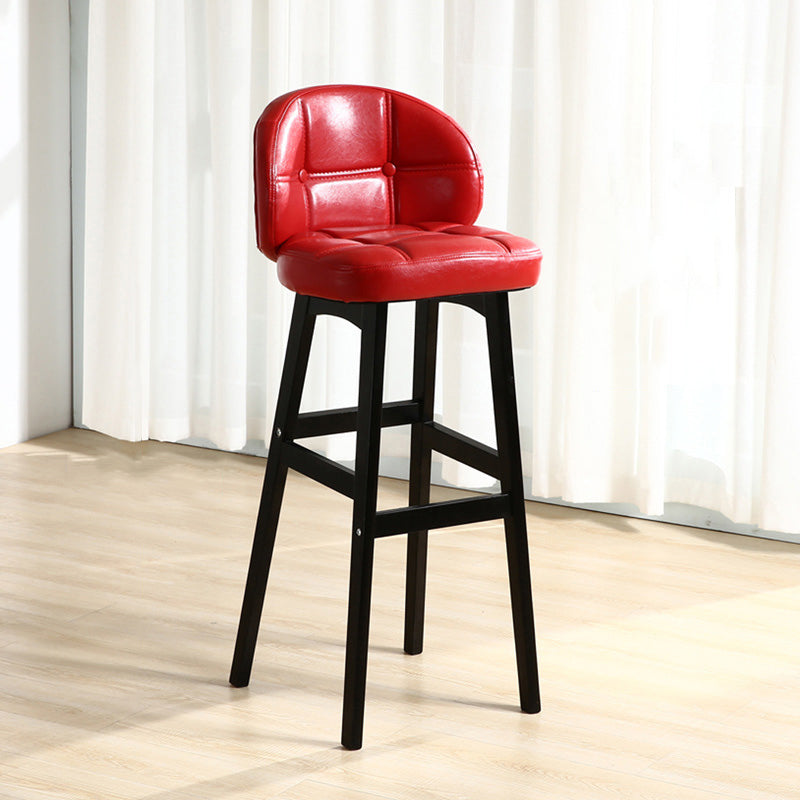 Modern Armless Backrest Counter Stool Wood Cashier Bar Stool with Cushion and Pedal Red Black 1 Piece Clearhalo 'Bar Furniture' 'Bar Stools' 'bar_stools' 'furn' 'furn_bar_stools' 'furniture_bar_stools' 'Kitchen & Dining Furniture' 'kitchen&dining_furn' 'kitchen' 'kitchen_furn' Furniture' 4371916
