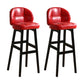 Modern Armless Backrest Counter Stool Wood Cashier Bar Stool with Cushion and Pedal Red Black 2 Piece Set Clearhalo 'Bar Furniture' 'Bar Stools' 'bar_stools' 'furn' 'furn_bar_stools' 'furniture_bar_stools' 'Kitchen & Dining Furniture' 'kitchen&dining_furn' 'kitchen' 'kitchen_furn' Furniture' 4371917