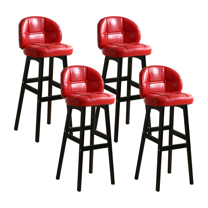 Modern Armless Backrest Counter Stool Wood Cashier Bar Stool with Cushion and Pedal Red Black 4 Piece Set Clearhalo 'Bar Furniture' 'Bar Stools' 'bar_stools' 'furn' 'furn_bar_stools' 'furniture_bar_stools' 'Kitchen & Dining Furniture' 'kitchen&dining_furn' 'kitchen' 'kitchen_furn' Furniture' 4371918