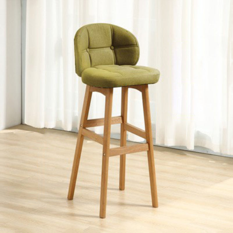 Modern Armless Backrest Counter Stool Wood Cashier Bar Stool with Cushion and Pedal Army Green Natural 1 Piece Clearhalo 'Bar Furniture' 'Bar Stools' 'bar_stools' 'furn' 'furn_bar_stools' 'furniture_bar_stools' 'Kitchen & Dining Furniture' 'kitchen&dining_furn' 'kitchen' 'kitchen_furn' Furniture' 4371919