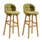 Modern Armless Backrest Counter Stool Wood Cashier Bar Stool with Cushion and Pedal Army Green Natural 2 Piece Set Clearhalo 'Bar Furniture' 'Bar Stools' 'bar_stools' 'furn' 'furn_bar_stools' 'furniture_bar_stools' 'Kitchen & Dining Furniture' 'kitchen&dining_furn' 'kitchen' 'kitchen_furn' Furniture' 4371920