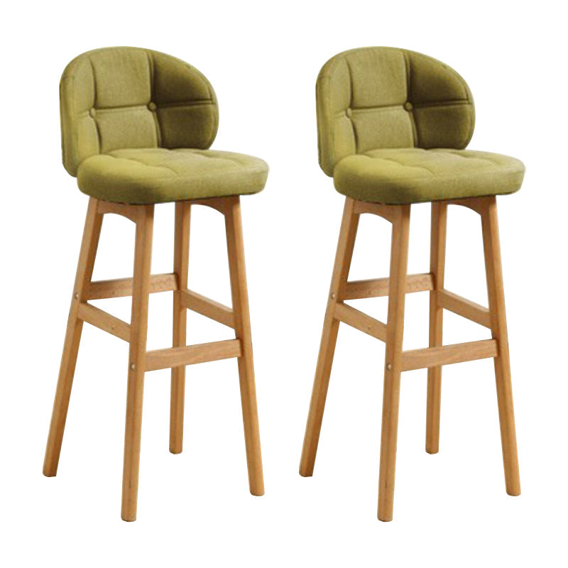 Modern Armless Backrest Counter Stool Wood Cashier Bar Stool with Cushion and Pedal Army Green Natural 2 Piece Set Clearhalo 'Bar Furniture' 'Bar Stools' 'bar_stools' 'furn' 'furn_bar_stools' 'furniture_bar_stools' 'Kitchen & Dining Furniture' 'kitchen&dining_furn' 'kitchen' 'kitchen_furn' Furniture' 4371920