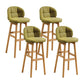 Modern Armless Backrest Counter Stool Wood Cashier Bar Stool with Cushion and Pedal Army Green Natural 4 Piece Set Clearhalo 'Bar Furniture' 'Bar Stools' 'bar_stools' 'furn' 'furn_bar_stools' 'furniture_bar_stools' 'Kitchen & Dining Furniture' 'kitchen&dining_furn' 'kitchen' 'kitchen_furn' Furniture' 4371921