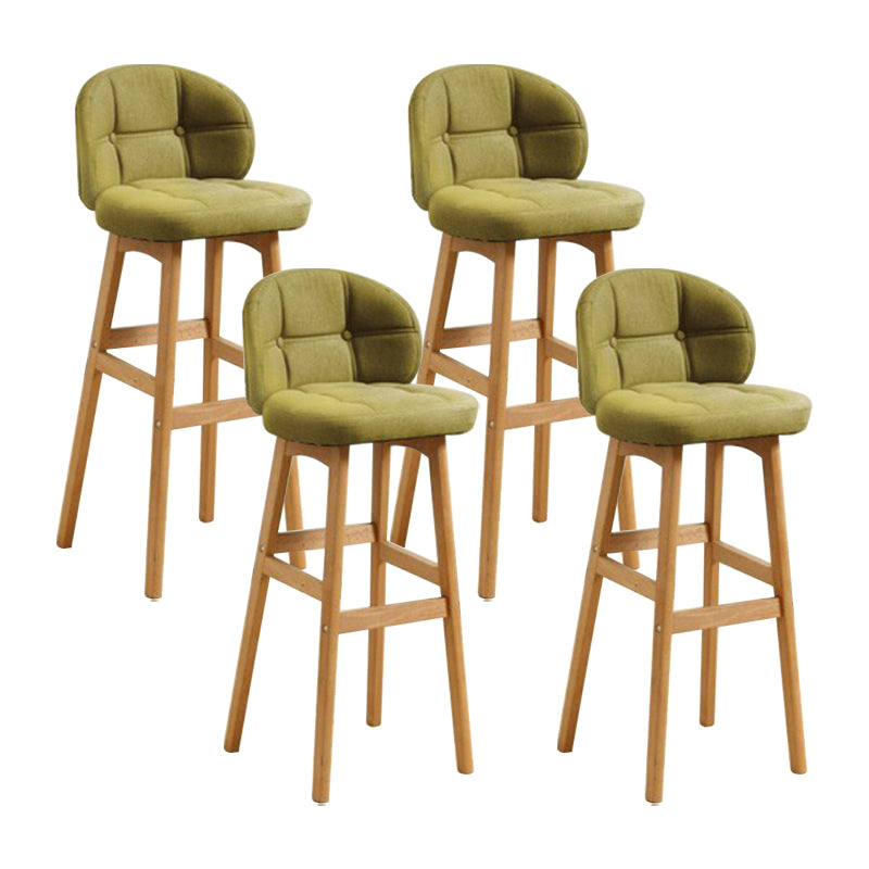Modern Armless Backrest Counter Stool Wood Cashier Bar Stool with Cushion and Pedal Army Green Natural 4 Piece Set Clearhalo 'Bar Furniture' 'Bar Stools' 'bar_stools' 'furn' 'furn_bar_stools' 'furniture_bar_stools' 'Kitchen & Dining Furniture' 'kitchen&dining_furn' 'kitchen' 'kitchen_furn' Furniture' 4371921