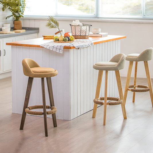 Modern Armless Backrest Counter Stool Wood Milk Tea Shop Bar Stool with Cushion and Pedal Clearhalo 'Bar Furniture' 'Bar Stools' 'bar_stools' 'furn' 'furn_bar_stools' 'furniture_bar_stools' 'Kitchen & Dining Furniture' 'kitchen&dining_furn' 'kitchen' 'kitchen_furn' Furniture' 4372014