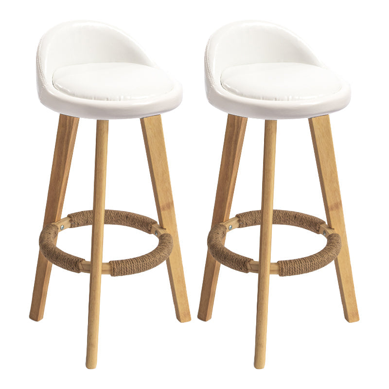 Modern Armless Backrest Counter Stool Wood Milk Tea Shop Bar Stool with Cushion and Pedal Gloss White 2 Piece Set Clearhalo 'Bar Furniture' 'Bar Stools' 'bar_stools' 'furn' 'furn_bar_stools' 'furniture_bar_stools' 'Kitchen & Dining Furniture' 'kitchen&dining_furn' 'kitchen' 'kitchen_furn' Furniture' 4372024
