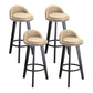 Modern Armless Backrest Counter Stool Wood Milk Tea Shop Bar Stool with Cushion and Pedal Beige 4 Piece Set Clearhalo 'Bar Furniture' 'Bar Stools' 'bar_stools' 'furn' 'furn_bar_stools' 'furniture_bar_stools' 'Kitchen & Dining Furniture' 'kitchen&dining_furn' 'kitchen' 'kitchen_furn' Furniture' 4372033