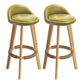 Modern Armless Backrest Counter Stool Wood Milk Tea Shop Bar Stool with Cushion and Pedal Green 2 Piece Set Clearhalo 'Bar Furniture' 'Bar Stools' 'bar_stools' 'furn' 'furn_bar_stools' 'furniture_bar_stools' 'Kitchen & Dining Furniture' 'kitchen&dining_furn' 'kitchen' 'kitchen_furn' Furniture' 4372038