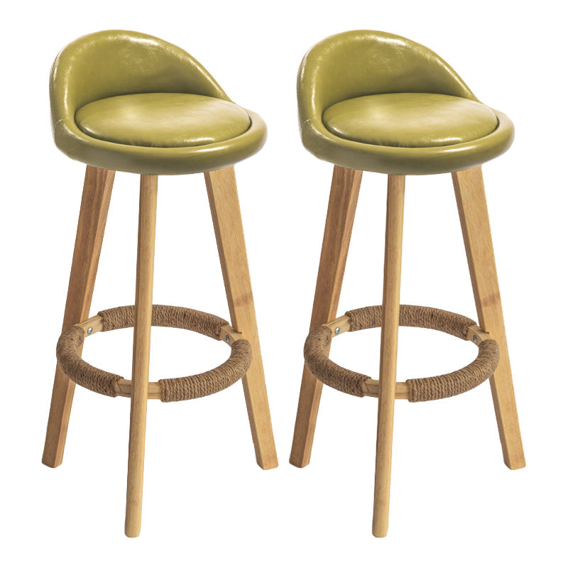 Modern Armless Backrest Counter Stool Wood Milk Tea Shop Bar Stool with Cushion and Pedal Green 2 Piece Set Clearhalo 'Bar Furniture' 'Bar Stools' 'bar_stools' 'furn' 'furn_bar_stools' 'furniture_bar_stools' 'Kitchen & Dining Furniture' 'kitchen&dining_furn' 'kitchen' 'kitchen_furn' Furniture' 4372038