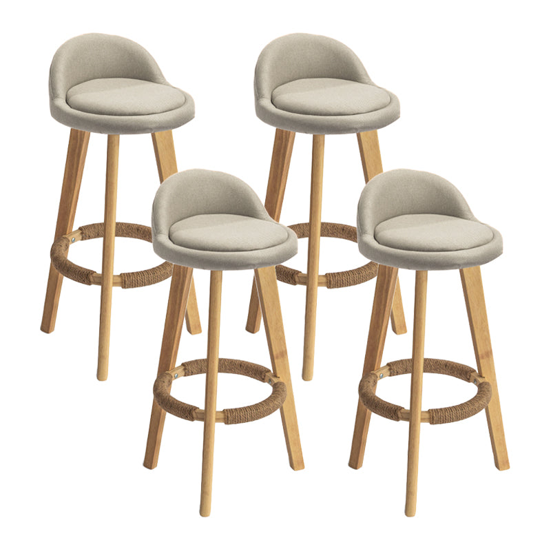 Modern Armless Backrest Counter Stool Wood Milk Tea Shop Bar Stool with Cushion and Pedal Yellow 4 Piece Set Clearhalo 'Bar Furniture' 'Bar Stools' 'bar_stools' 'furn' 'furn_bar_stools' 'furniture_bar_stools' 'Kitchen & Dining Furniture' 'kitchen&dining_furn' 'kitchen' 'kitchen_furn' Furniture' 4372042