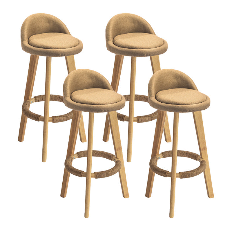 Modern Armless Backrest Counter Stool Wood Milk Tea Shop Bar Stool with Cushion and Pedal Ginger 4 Piece Set Clearhalo 'Bar Furniture' 'Bar Stools' 'bar_stools' 'furn' 'furn_bar_stools' 'furniture_bar_stools' 'Kitchen & Dining Furniture' 'kitchen&dining_furn' 'kitchen' 'kitchen_furn' Furniture' 4372054