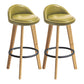 Modern Armless Backrest Counter Stool Wood Milk Tea Shop Bar Stool with Cushion and Pedal Light Green 2 Piece Set Clearhalo 'Bar Furniture' 'Bar Stools' 'bar_stools' 'furn' 'furn_bar_stools' 'furniture_bar_stools' 'Kitchen & Dining Furniture' 'kitchen&dining_furn' 'kitchen' 'kitchen_furn' Furniture' 4372059