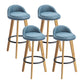 Modern Armless Backrest Counter Stool Wood Milk Tea Shop Bar Stool with Cushion and Pedal Blue 4 Piece Set Clearhalo 'Bar Furniture' 'Bar Stools' 'bar_stools' 'furn' 'furn_bar_stools' 'furniture_bar_stools' 'Kitchen & Dining Furniture' 'kitchen&dining_furn' 'kitchen' 'kitchen_furn' Furniture' 4372062