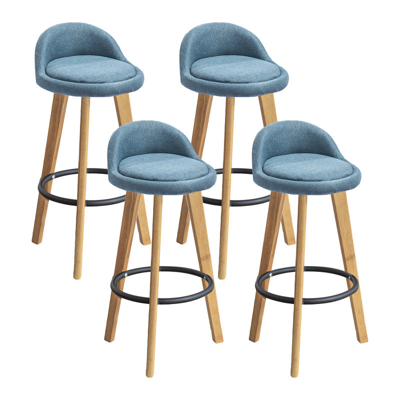 Modern Armless Backrest Counter Stool Wood Milk Tea Shop Bar Stool with Cushion and Pedal Blue 4 Piece Set Clearhalo 'Bar Furniture' 'Bar Stools' 'bar_stools' 'furn' 'furn_bar_stools' 'furniture_bar_stools' 'Kitchen & Dining Furniture' 'kitchen&dining_furn' 'kitchen' 'kitchen_furn' Furniture' 4372062
