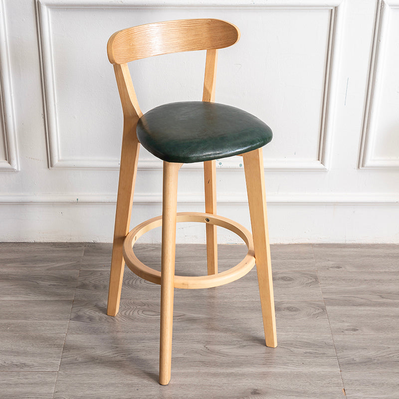 Modern Armless Backrest Counter Stool Wood Household Bar Stool with Cushion and Pedal Blackish Green Natural 1 Piece Clearhalo 'Bar Furniture' 'Bar Stools' 'bar_stools' 'furn' 'furn_bar_stools' 'furniture_bar_stools' 'Kitchen & Dining Furniture' 'kitchen&dining_furn' 'kitchen' 'kitchen_furn' Furniture' 4372065